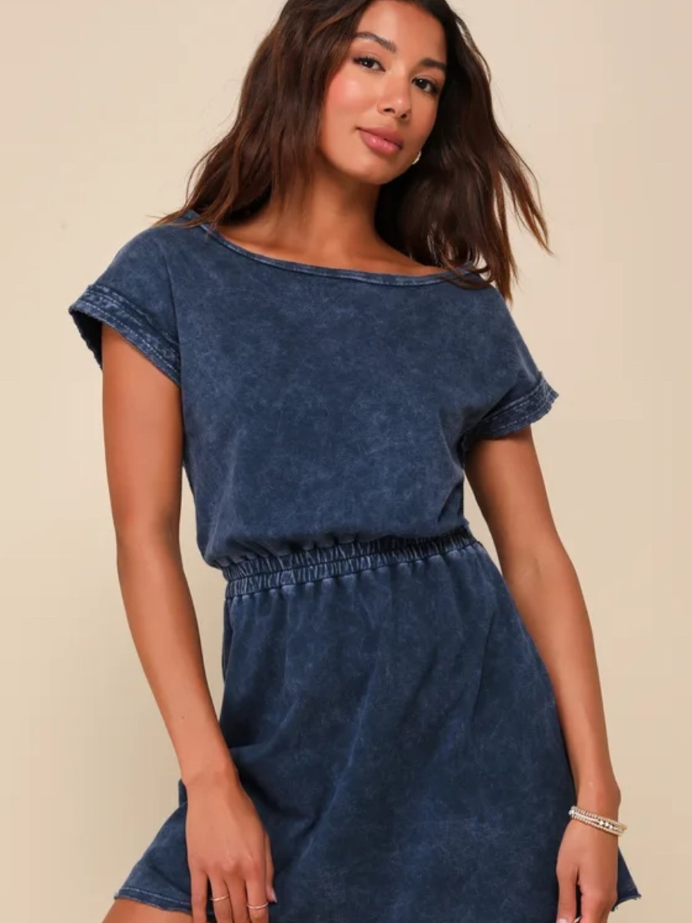 Lulu's Washed Indigo Short Sleeve Jumpsuit